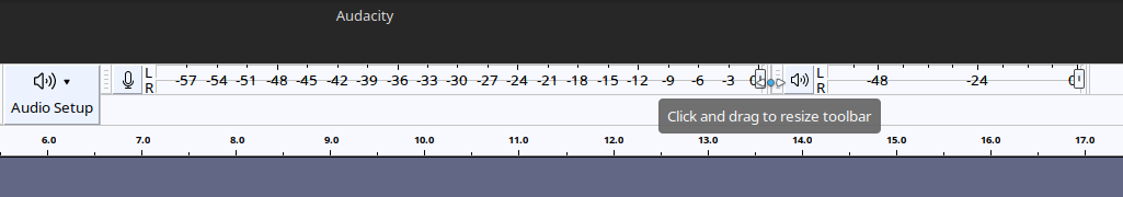 Resize Audacity's input meter by dragging its edge